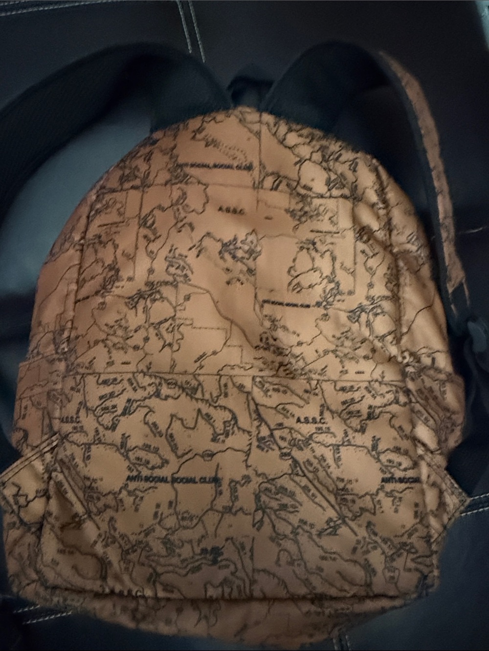 Anti Social Social Club Tan Map-Print Backpack - Picture 3 of 8